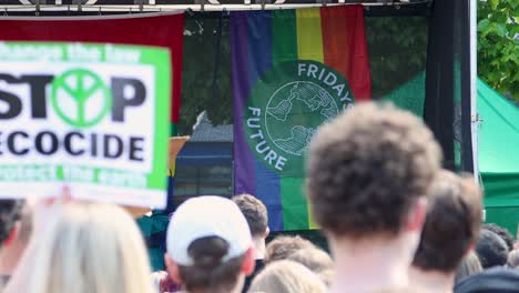 People-gather-at-protest-rally-for-environment-in-Stockholm,-Sweden