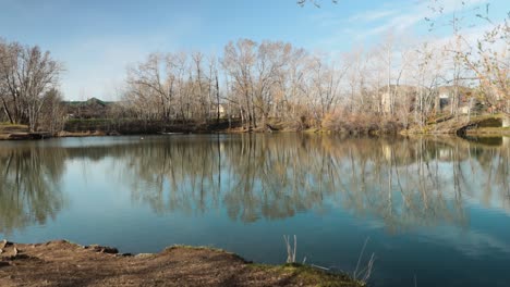 Ein-Ruhiger-Teich-Am-Morgen-Im-Frühling-In-Montana