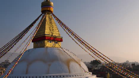 Medium-shot-of-the-central-Stupa,-Boudhanath-Temple,-Kathmandu,-Nepal