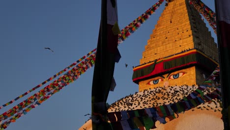 Close-view-of-the-central-Stupa,-Boudhanath-Temple,-Kathmandu,-Nepal