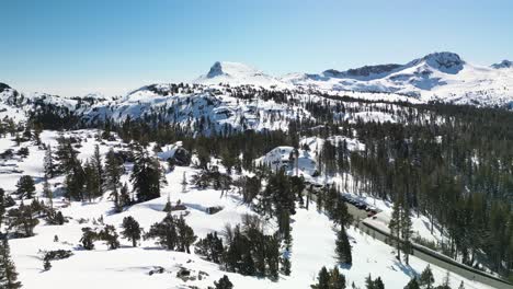 Aerial-view-of-mountain-landscape-at-Carson-Mountain-Pass,-California,-Sierra-Nevada-Mountains