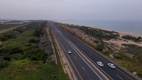 The-highway-at-Moshav-Megadim-near-the-outskirts-of-Haifa,-Northern-Israel