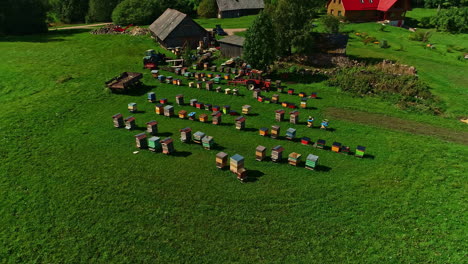 Beekeeping-Supers-On-Green-Field