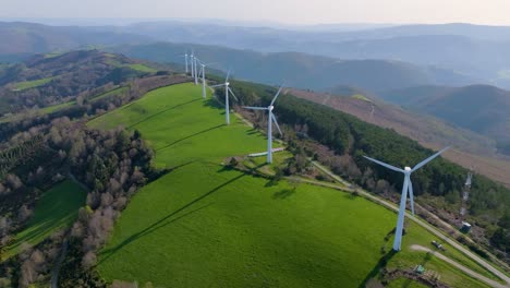 Sustainability-Energy,-Wind-Power-Plant-In-The-Mountains-Near-Fonsagrada-Town-In-Galicia,-Spain