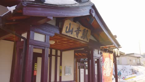 Yamadera-Traditional-Train-Station-in-Yamagata-Prefecture-Japan-4k