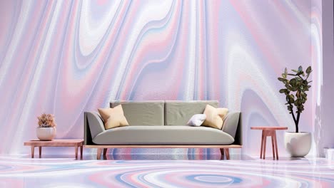 Modernes-Apartment-Wohnzimmer-Mit-Flüssigkeitstrip,-LSD-Hintergrund,-Architektur,-Innenarchitektur-Konzept,-Vertikale-3D-Rendering-Animation-Von