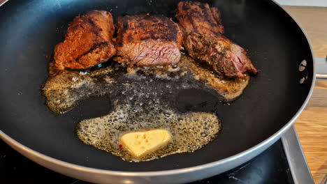 Searing-steak-in-butter-in-a-frying-pan