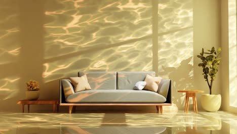 vertical-of-interior-design-modern-apartment-living-room-with-plant-tree-leaf-shadow-on-background-wall-3d-rendering-animation-smart-home-golden-hours-afternoon-light