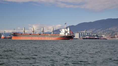 Tanker-Ship-Off-The-Shores-Of-Vancouver-City-In-Canada---POV-Shot