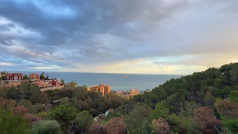 Alboran-Mediterranean-Sea-and-Malaga-city-in-Spain-seen-from-above-viewpoint