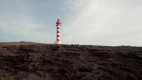 Wonderful-aerial-perspective-over-the-Punta-de-Sardina-lighthouse-and-the-coast-on-the-island-of-Gran-Canaria,-municipality-of-Galdar