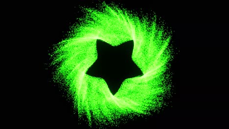 Visual-effects,-VFX,-green-star-portal-on-black-background-3D-animation