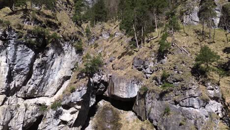 Mountain-Stream-leading-to-Small-Waterfall-in-a-Mountain-Valley-in-Austria,-Europe