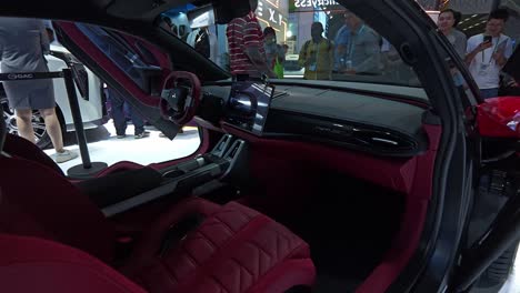 Interior-of-new-GAC-Hyper-SSR-electric-sports-super-car,-displayed-at-Canton-fair,-Guangzhou,-China