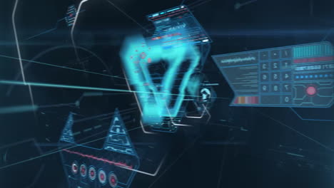 Animation-Des-Digitalen-Fingerabdruck-Identifikationssystems-Für-Biometrisches-Scannen-Für-Sicherheitsnetzwerke,-Futuristische-Technologie-Und-Einschalten