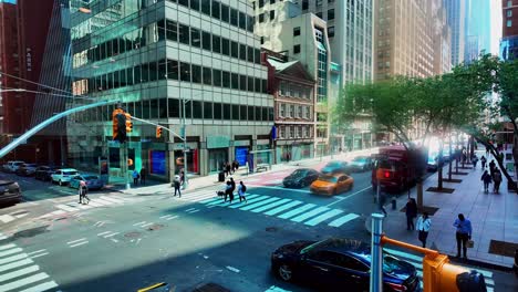 An-elevated-time-lapse-from-a-second-floor-office-window,-looking-at-the-busy-intersection-of-53rd-St