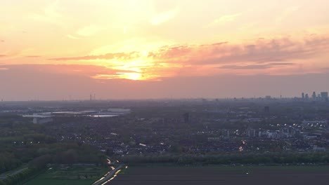Hendrik-Ido-Ambacht-With-Scenic-Sunset-Sky-In-Western-Netherlands,-Europe