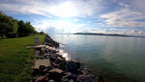 Scenic-View-Of-Public-Beach-On-Lake-Balaton-In-Western-Hungary