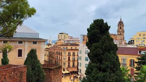 Malaga-Spanien-Altstadt-Historische-Gebäude-Süden-Von-Spanien-Regnerischen-Tag