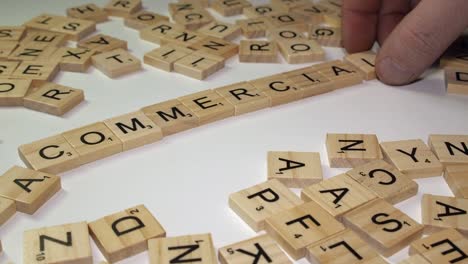 Narrow-focus-closeup:-Word-COMMERCIAL-formed-from-Scrabble-letters
