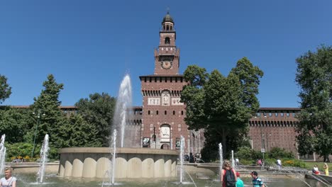 Castello-Sforzesco,-medieval-fortification-located-in-Milan-Italy