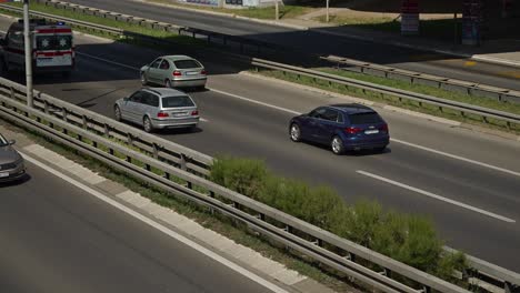 Ambulance-van-vehicle-rushing-along-the-highway-through-Serbian-capital