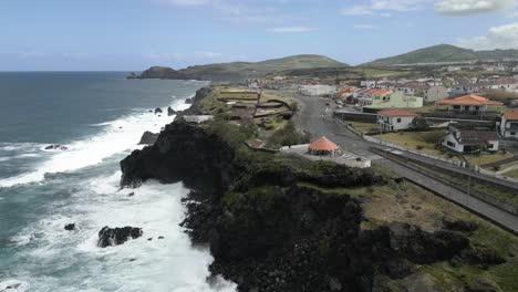 Coastline-Viewpoint-and-Waves-Crashing-on-the-Cliffs,-São-Miguel,-Azores