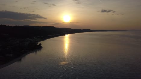 Sunset-in-Mediterranian-from-drone-capturing-greek-islands-and-aegean-sea-next-to-Halkidiki-2022