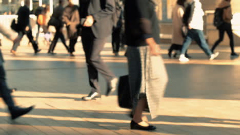 Slow-motion-crowd-of-people-walking-on-street