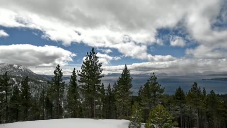 Lake-Tahoe-Snow-Capped-Mountain-Scenery-Overlooking-Crystal-Bay,-Incline-Village,-Nevada