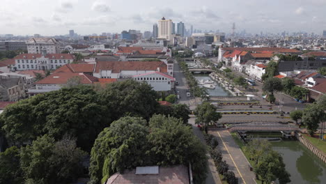 Kota-Tua-From-Above-As-Drone-Tracks-South-Towards-Central-Jakarta