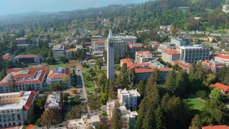 Universität-Von-Kalifornien,-Berkeley,-Wo-Studenten-Gegen-Den-Völkermord-Im-Gazastreifen-Protestieren---Aerial-Orbit