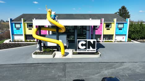 Colorful-CN-Cartoon-Network-Hotel-Building-in-american-town-at-sunny-day