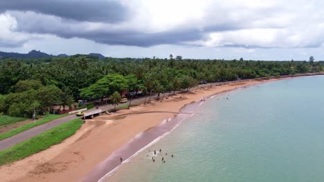 Aerial-view-of-Natural-Coastal-landscape-of-São-Tomé-e-Principe-Island,-Africa