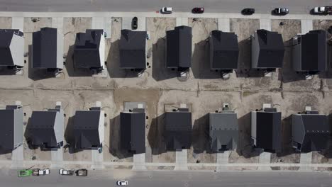 Newly-Constructed-Single-Family-Houses-in-Suburban-Real-Estate-Development,-Top-Down-Aerial