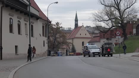 The-city-police-are-taking-stock-of-a-wrongly-parked-vehicle-in-the-tourist-city-of-Krakow