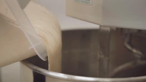Closeup-view-of-pouring-dough-into-electric-mixer