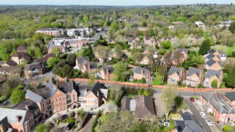 Virginia-Water-village-Surrey-UK-drone,aerial-view