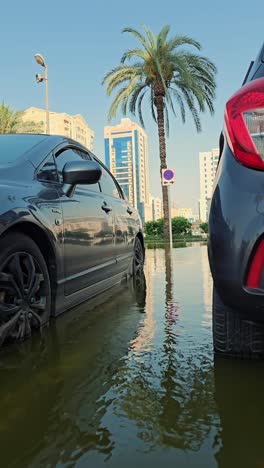 Cars-parked-in-floodwaters-after-record-breaking-rains-hit-the-UAE-on-April-2024