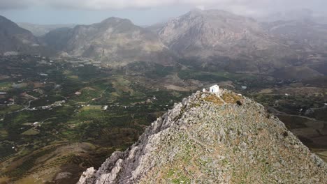 Panorama-Berggipfelblick:-Langsamer-Schwenk,-Epischer-360-Grad-Aussichtspunkt-–-Griechische-Insel-Kreta