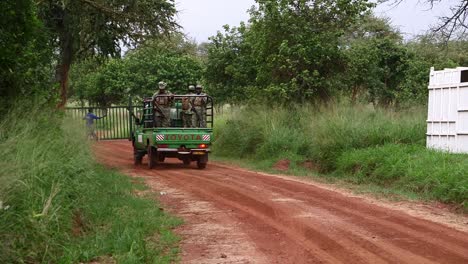 Park-rangers-leaving-their-base-on-a-pick-up-truck