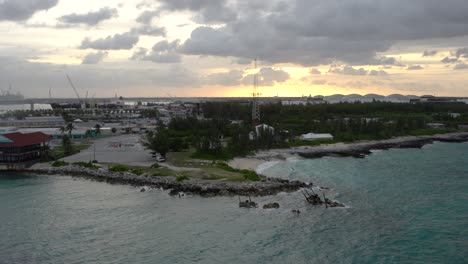Aerial-view-of-Freeport-Bahamas-port-at-sunrise
