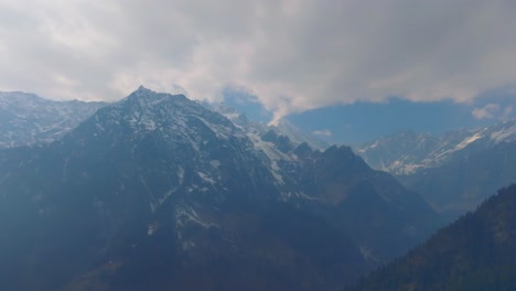 Footage-of-Lahaul,-Spiti-Valley-showing-Winer-colours-of-the-frozen-mountains-of-the-Himalayas