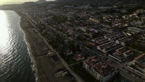 Aerial-view-of-a-community-in-Rincón-de-la-Victoria,-located-in-the-province-of-Málaga-within-the-autonomous-community-of-Andalusia,-southern-Spain
