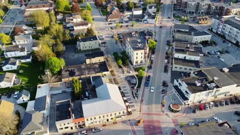 aerial-flyover-of-a-small-suburban-town-in-summer