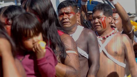 Indigenous-Amazon-men-and-women-all-walking-together-in-the-streets-for-a-protest