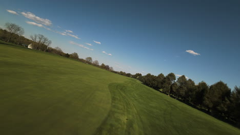 Golfer-with-Golf-Cart-on-green-grass-during-Beautiful-sunny-day-at-Lancaster-Country-Club,-America