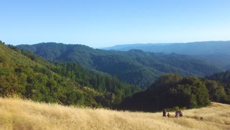 Drone-Sobrevolando-Campos-Dorados-Sobre-La-Reserva-De-Espacio-Abierto-De-La-Cresta-Del-Horizonte-En-Palo-Alto,-California,-EE.UU.