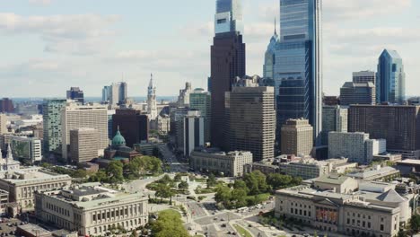 Aerial-view-of-Philadelphia-urban-skyline-day-time