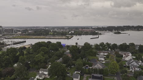 Stamford-Connecticut-Aerial-v4-flyover-charming-Waterside-neighborhood-capturing-Long-Island-Sound-and-South-End-cityscape-with-new-property-developments---Shot-with-Mavic-3-Pro-Cine---October-2023